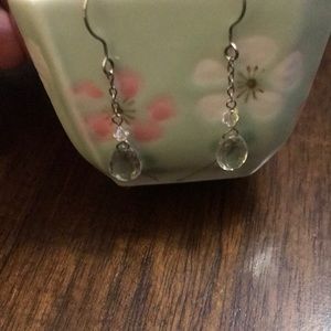 Sterling silver earrings with light green stone